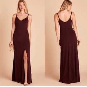 Birdy Grey Jay Cabernet Stretch Crepe Front Slit Long‎ Dress Maroon- Size Medium